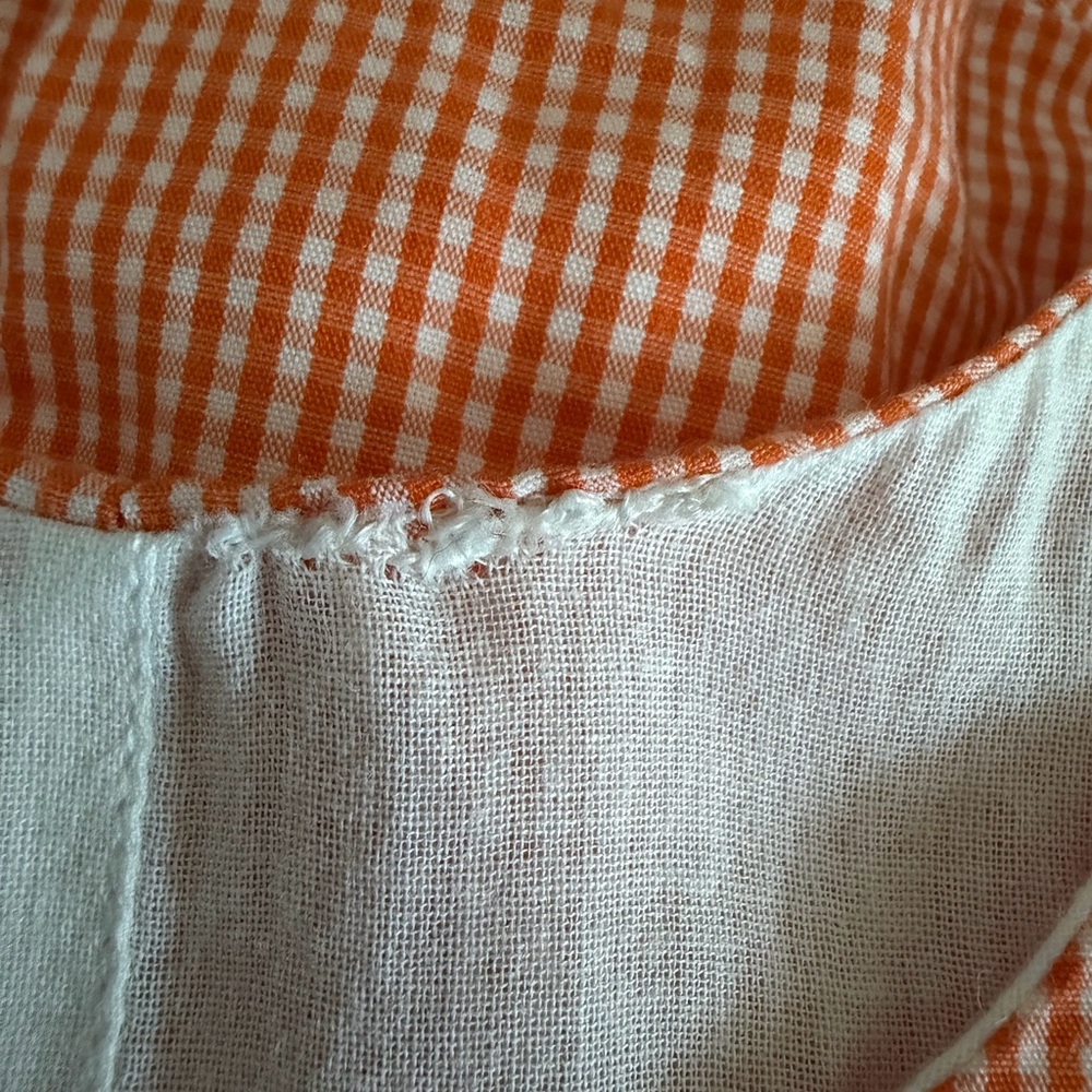 CAN BE MONOGRAMMED ! Vintage Remember Nguyen Orange Checkered Romper- 18M - Picture 3 of 4